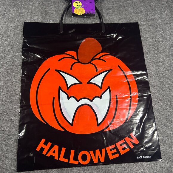 Vintage NOS NWT Pack of 3 Plastic Halloween Trick or Treat Bag Witch JOL Skull - Picture 4 of 8